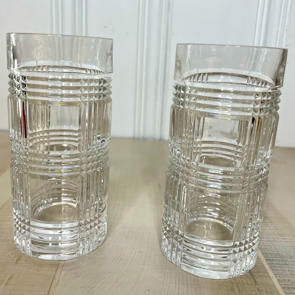 Set/2 Ralph Lauren Glen Plaid 6-1/4”Highball Rocks Whiskey Drink Glass